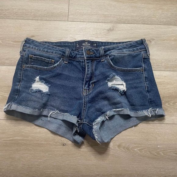 Hollister Pants - Hollister Dark Wash Distressed Denim Shorts